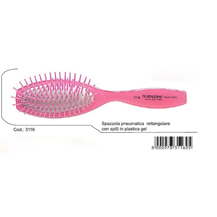 Brosse pneumatique rectangulaire supérieure Guenzani avec pointes en plastique gel art. 3116