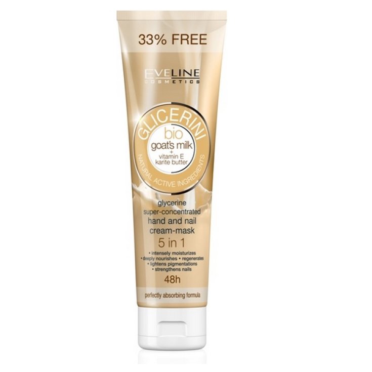 Eveline Masque Crème Mains Et Ongles Glycérine 5 En 1 Lait De Chèvre Bio Et Vitamine E 100 ml
