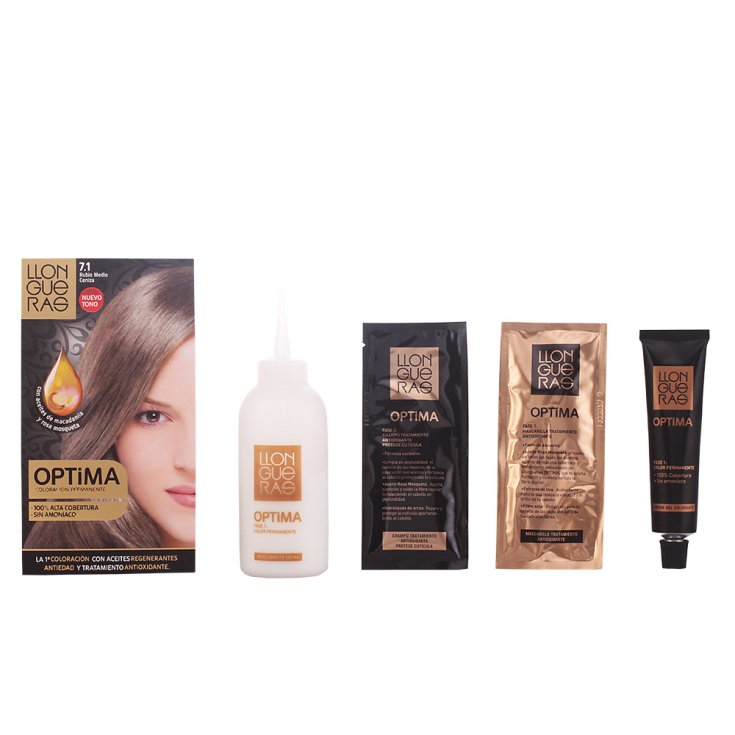 Llongueras Optima Coloration Permanente Sans Ammoniaque 7.1 Blond Moyen Cendré