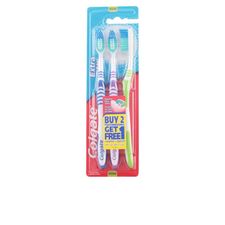 Colgate Extra Clean Brosse à Dents Moyenne 3 Unités