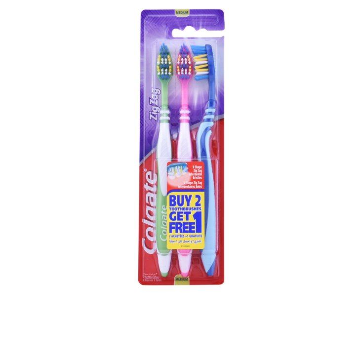 Colgate Zig Zag Brosse à Dents Moyenne 3 Unités