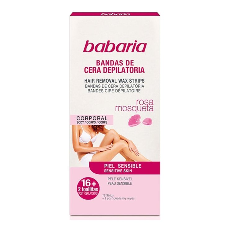 Babaria Rosa Mosqueta Bandes de Cire Peaux Sensibles 16 Unités