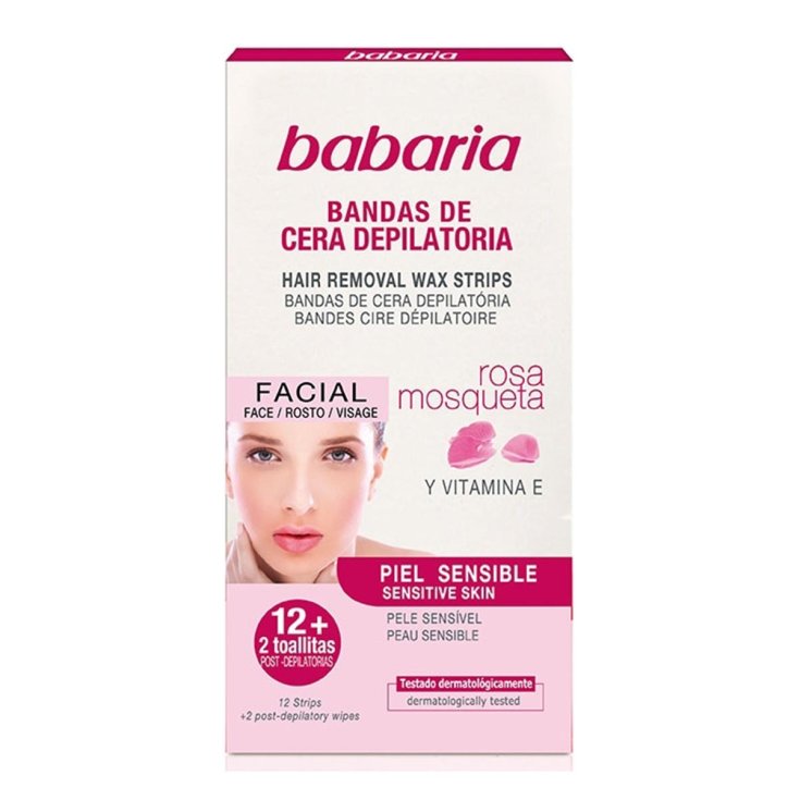 Babaria Rosa Mosqueta Bandes de Cire Peaux Sensibles 12 Unités