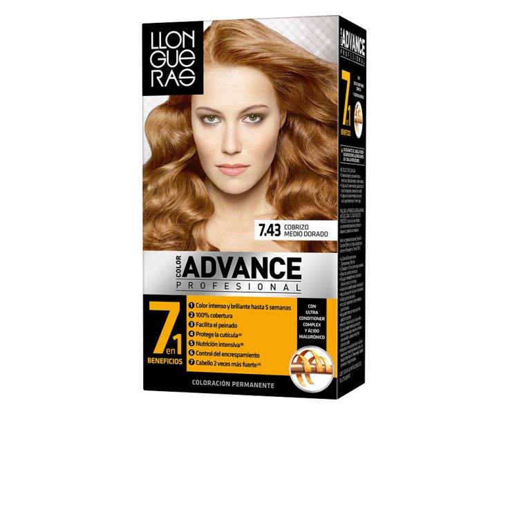Llongueras Color Advance Couleur des cheveux 7.43 Cobrizo Medio Dorado