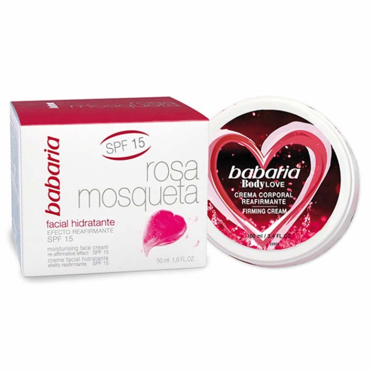 Babaria Crème Visage 24 Heures Hydratation Rose Musquée Huile Spf15 50ml Set 2 Parties