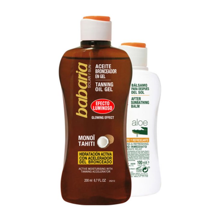 Babaria Sun Gel Bronzant à l'Huile Effet Eclat 200ml Coffret 2 Pièces 2018
