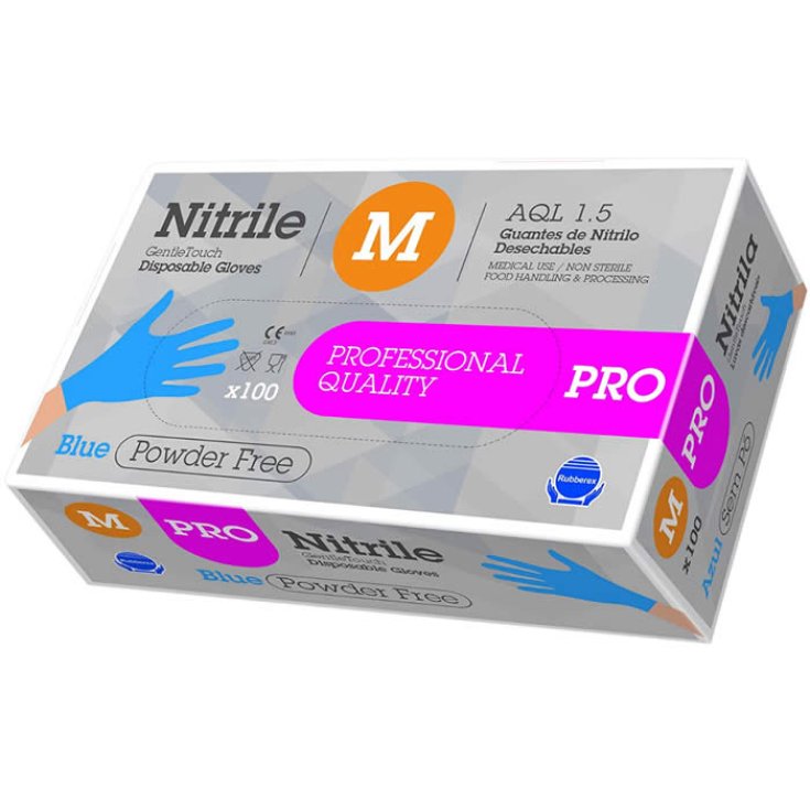 Gants jetables en nitrile sans poudre taille M 100 unités ambidextres non stériles