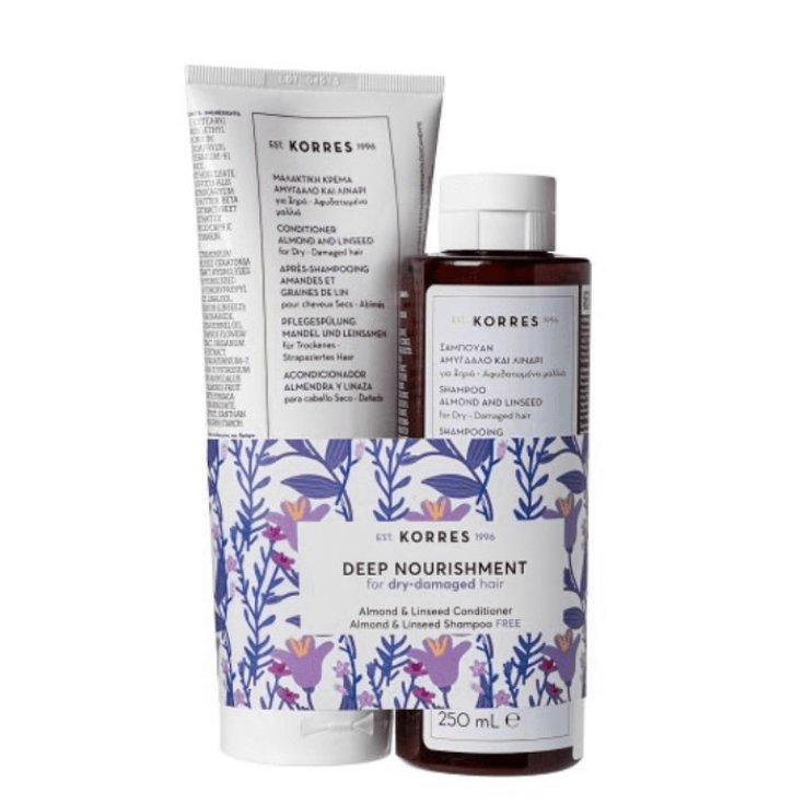 Korres Shampooing Amande & Graines de Lin 250ml Set 2 Parties
