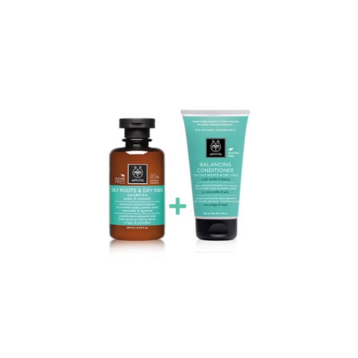 Apivita Pack Shampoing Racines Grasses Et Pointes Sèches 250 ml + Après-Shampoing