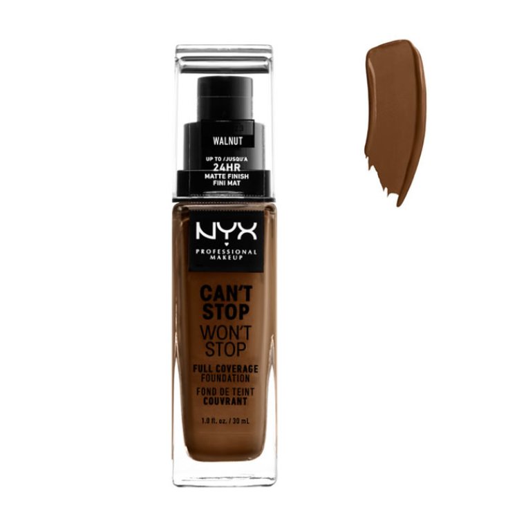 Nyx Can't Stop Won't Stop Fond de Teint Couvrance Complète Noyer 30ml