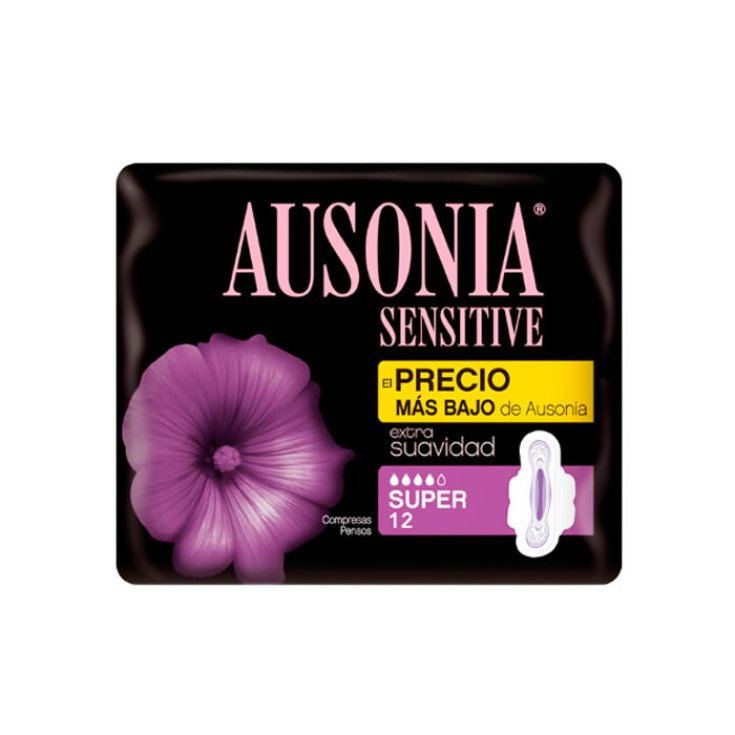Ausonia Sensitive Super With Wings Serviettes Hygiéniques 12 Unités
