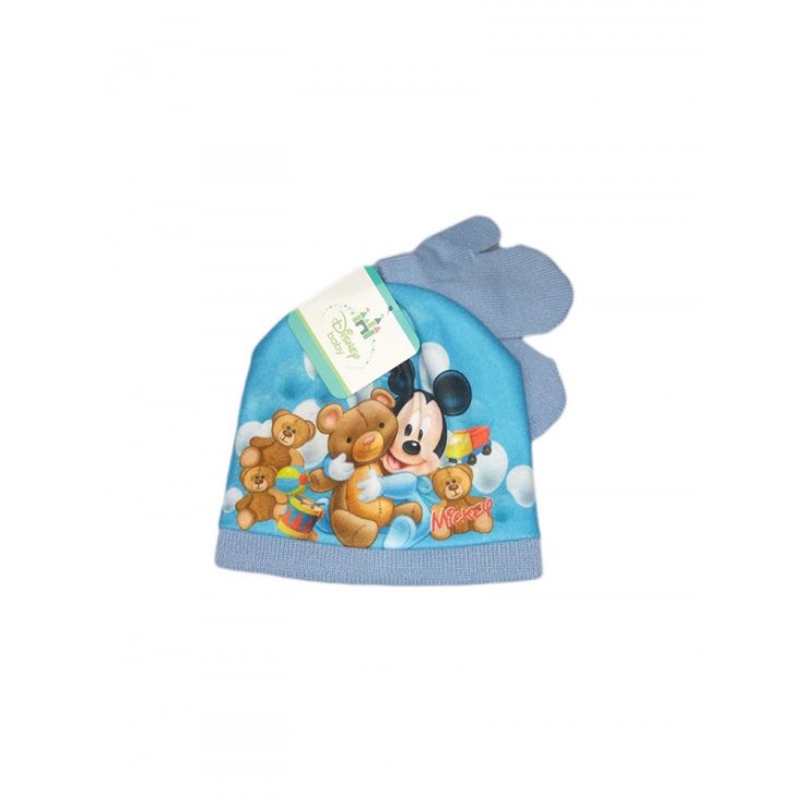 Set 2pcs bonnet bonnet mitaines gants bébé garçon Disney baby Mickey sky taille 48