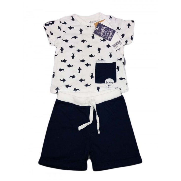 Ensemble t-shirt et short bébé nouveau-né garçon Dodipetto Petit doigt bleu 3 m