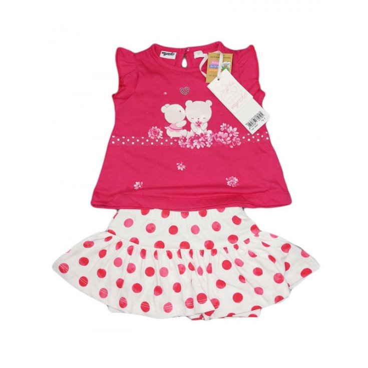 Ensemble jupe t-shirt bébé fille nouveau-né Dodipetto Pinky blanc fuchsia 6 m