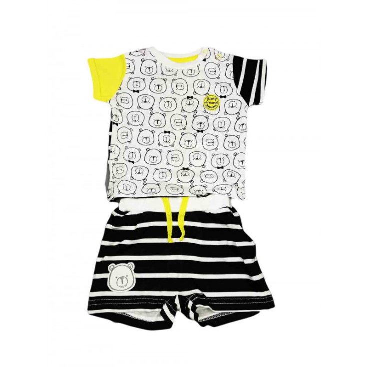 Ensemble t-shirt et short bébé nouveau-né garçon Dodipetto Pinky bleu jaune 3 m