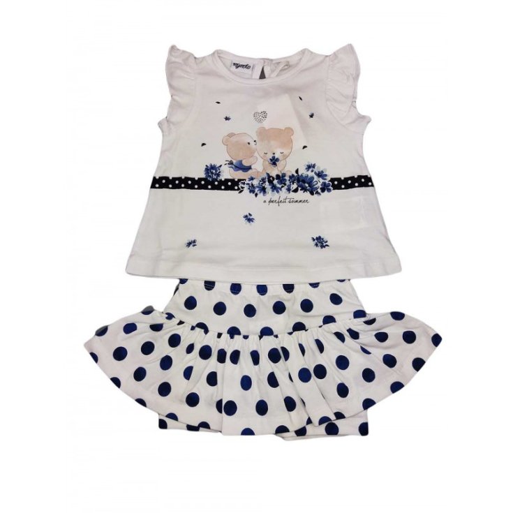 Ensemble T-shirt jupe bébé fille nouveau-né Dodipetto Pinky blanc bleu 3 m