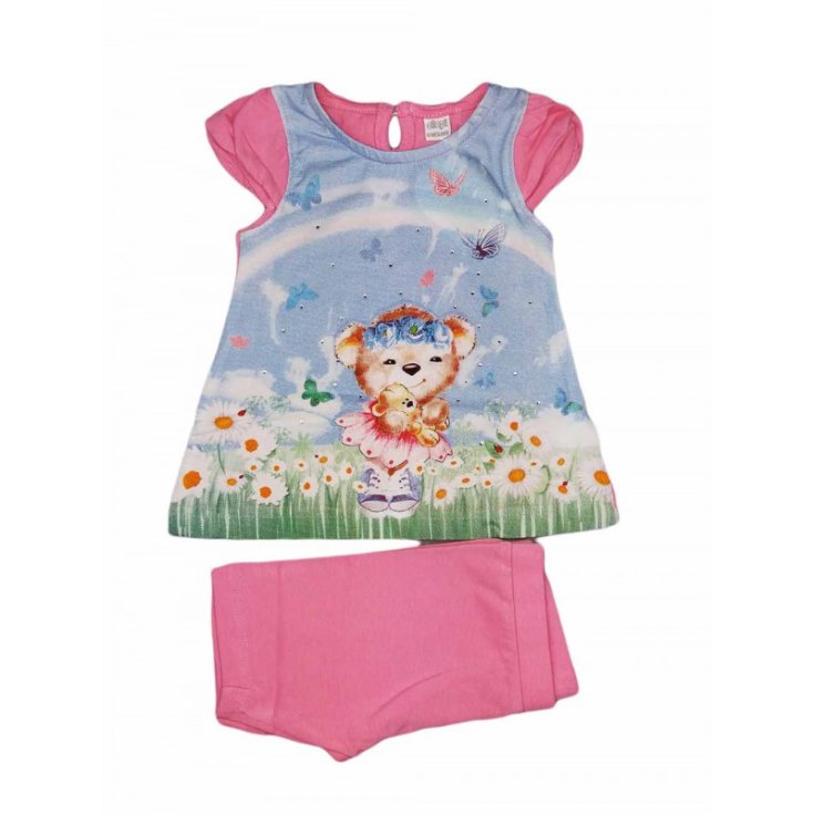 Ensemble t-shirt et short bébé nouveau-né fille Ellepi rose 6 m