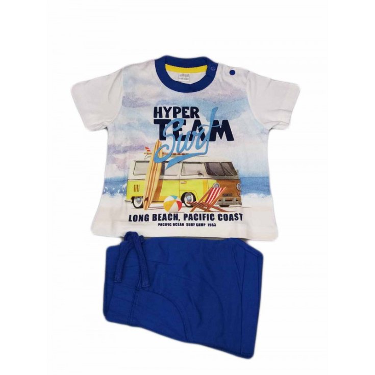 Ensemble t-shirt short pour bébé nouveau-né Ellepi blanc bleu 6 m