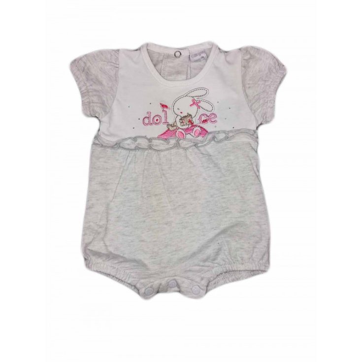 Ellpi barboteuse bébé fille manches mi-longues blanc gris 3 m