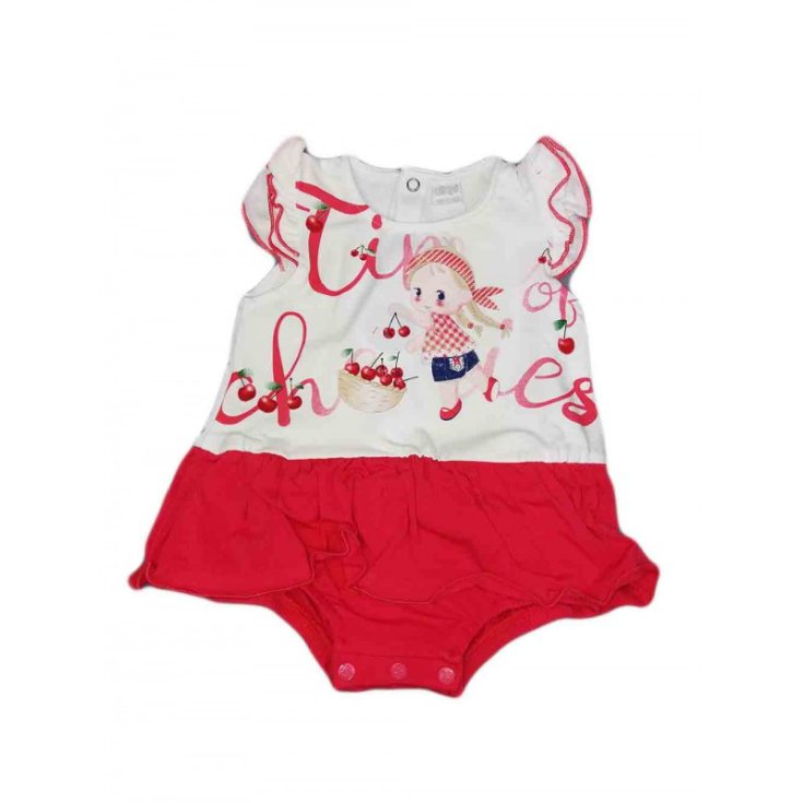 Ellpi robe barboteuse bébé fille blanc rouge sans manches 6 m