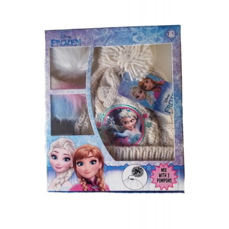 Bonnet fille Disney Frozen 3 avec pompons crème taille 52