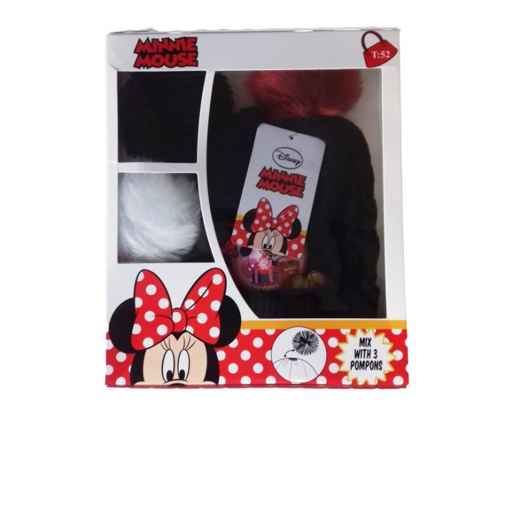 Bonnet fille Disney Minnie 3 pompons noir taille 52