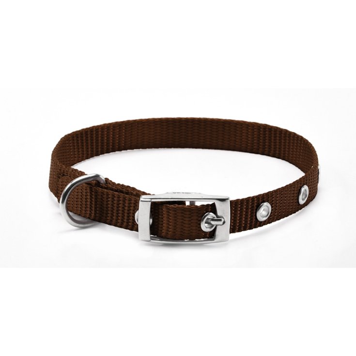 COLLIER EN NYLON RECORD AVEC BOUCLE MARRON