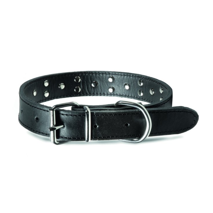 COLLIER RECORD EN CUIR DE VEAU AVEC CLOUS NOIR