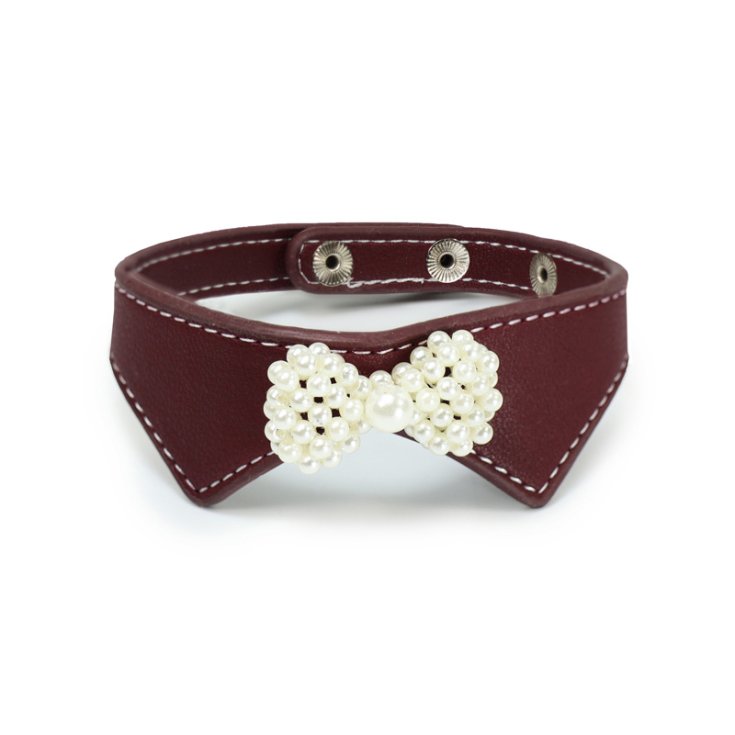 COLLIER RECORD EN CUIR AVEC PERLES