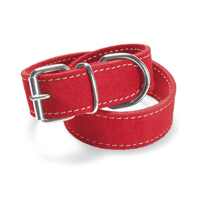 COLLIER RECORD EN DAIM DOUBLE ROUGE
