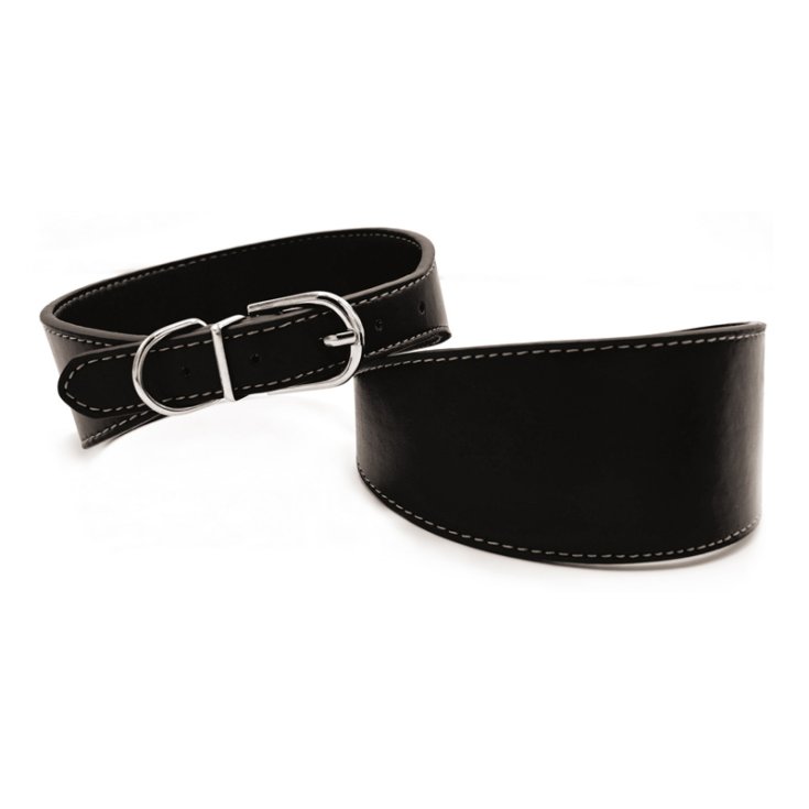 COLLIER EN CUIR ÉCOLOGIQUE NOIR RECORD SOLID