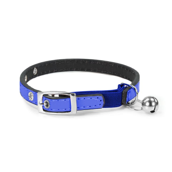 COLLIER POUR CHAT RECORD EN CUIRETTE BLEU 1