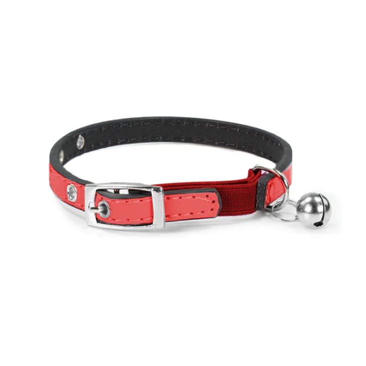 COLLIER POUR CHAT RECORD EN CUIR ROUGE