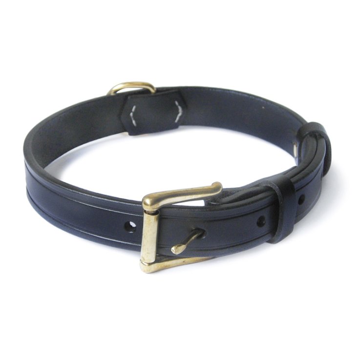 COLLIER RECORD CUIR COUSU BLEU 2X50 CM