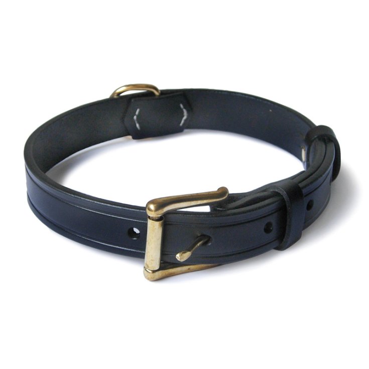 COLLIER EN CUIR SURPIQUÉ BLEU RECORD 3,5X65 C
