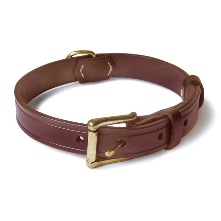 COLLIER RECORD CUIR COUSU BEIGE 3,5X65