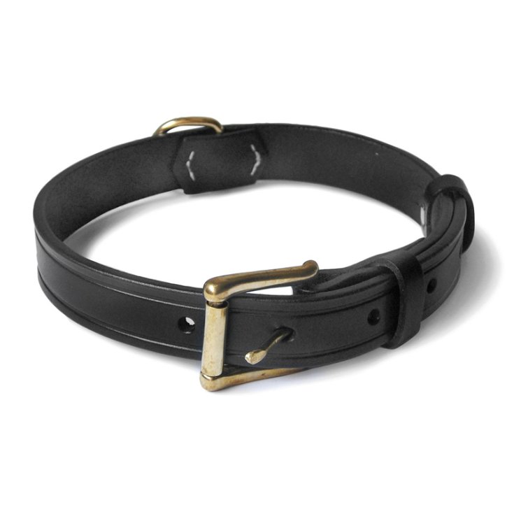 COLLIER EN CUIR COUSU NOIR RECORD 3,5X65
