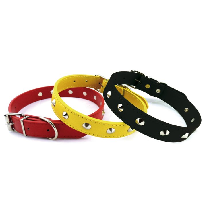 COLLIER PUNK RECORD CLOUS EN SIMILI CUIR ROS