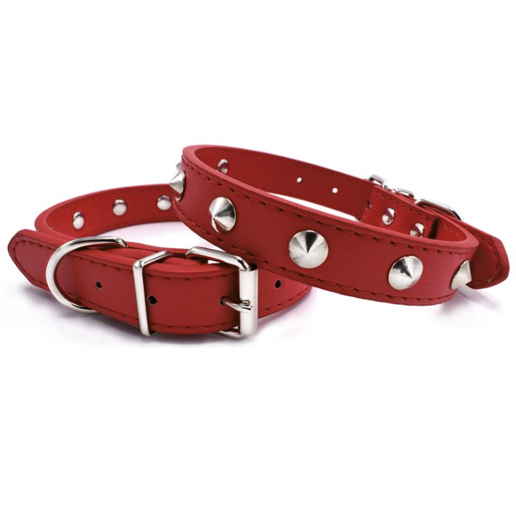 COLLIER PUNK RECORD CLOUS EN SIMILI CUIR ROS